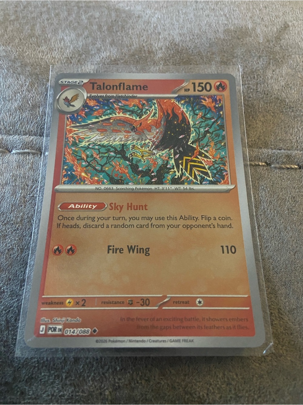 Talonflame (Card Number 014/088)Rev holo Perfect Order